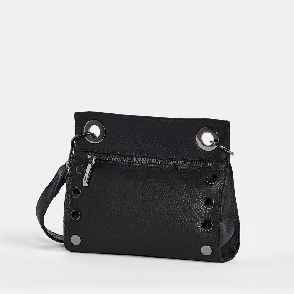 Hammitt small black leather adjustable cross body bag.